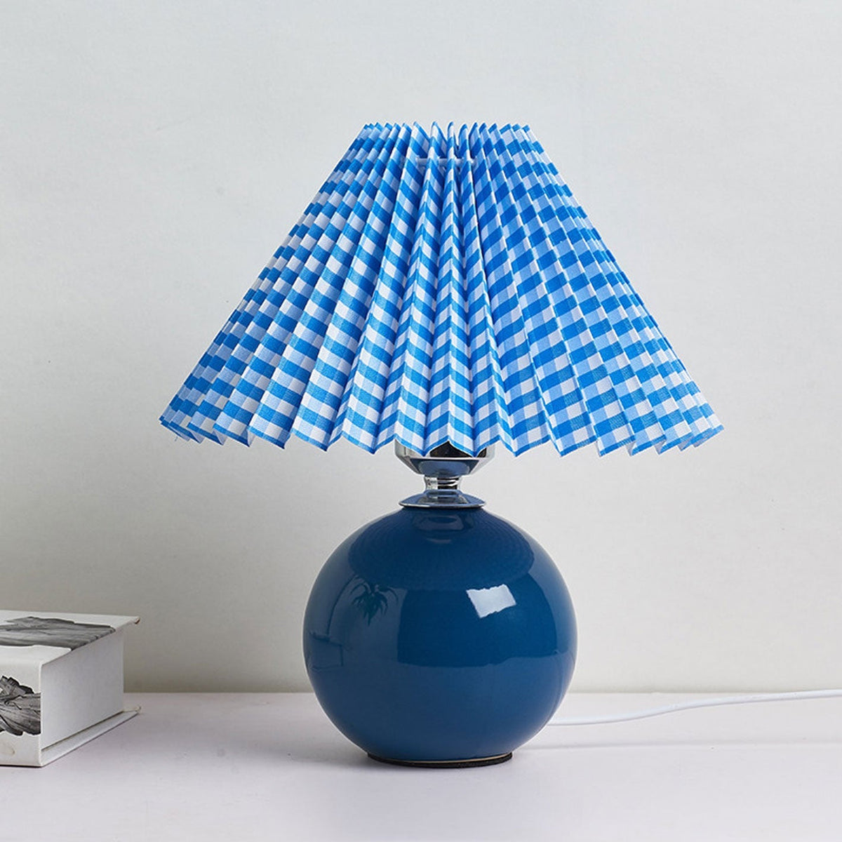 Ceramic Table Lamp with Fabric Shade – Modern Accent Lighting for Bedroom, Living Room & Home Office | Thomler