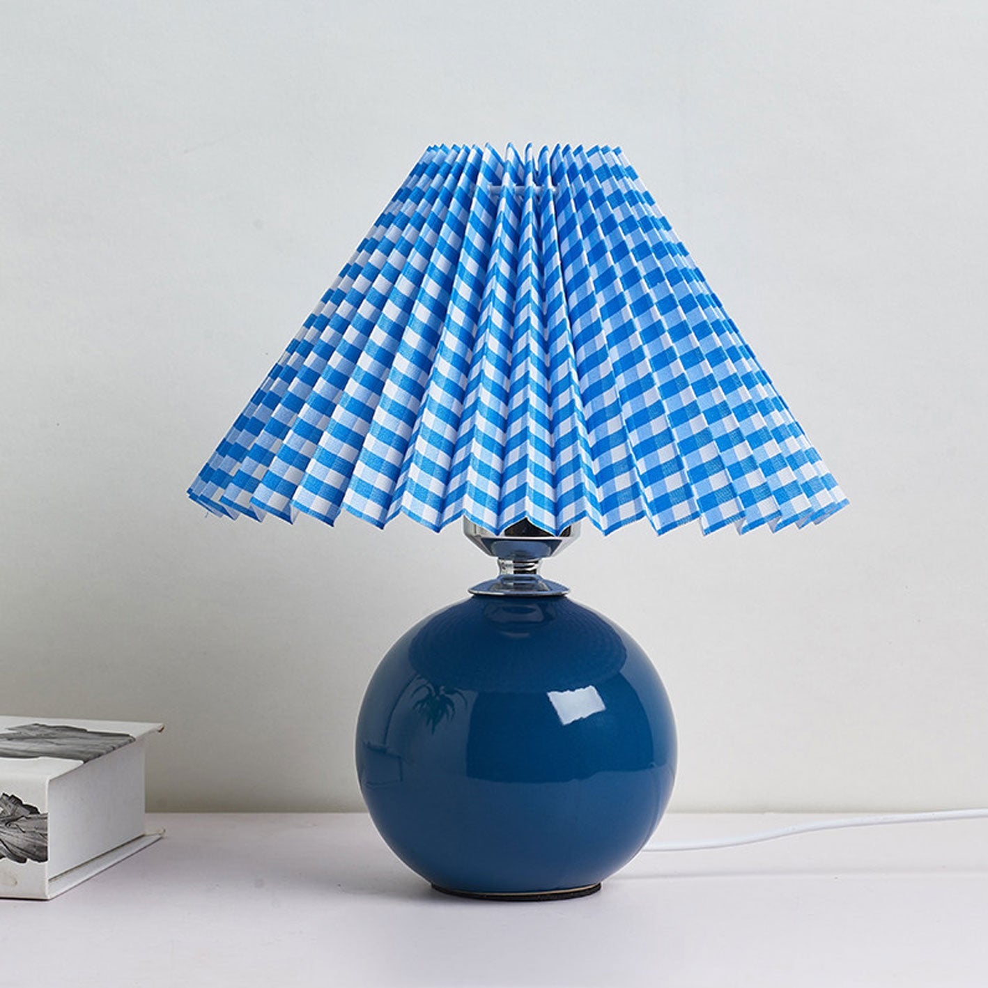 Table Lamp Ceramic 11 in x 9.5 in Modern Bedside Living Room Study LED E26 Fabric Shade | Thomler