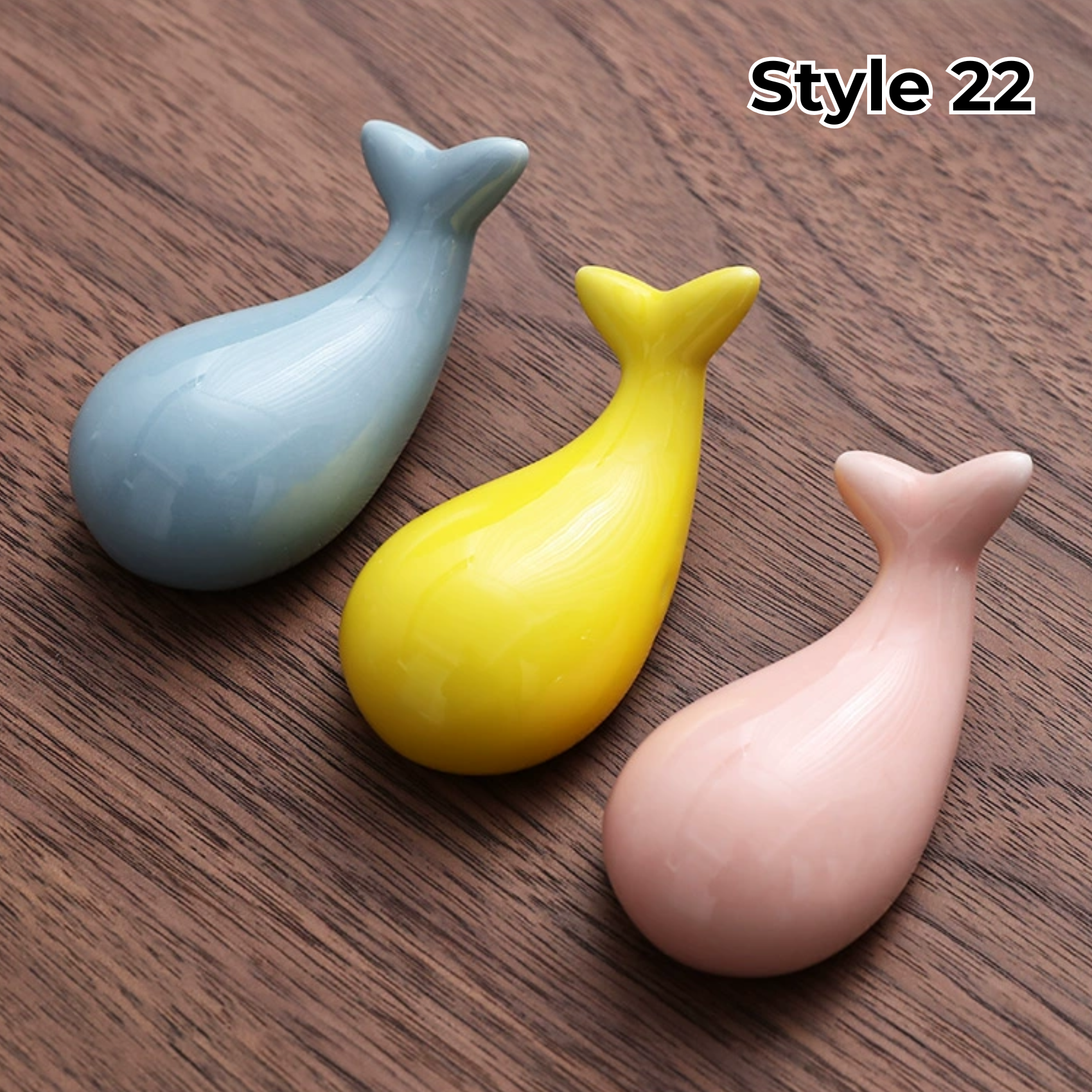 Porcelain Utensil Holders with Animal and Fruit Designs for Asian Dining – Set of 3 Decorative Tabletop Rests | Thomler