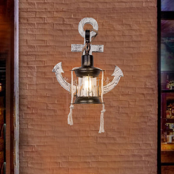 Wall Lamp Iron Wood 12.6 in White Industrial Hallway Living Room Bedroom LED Incandescent Fluorescent Lighting | Thomler