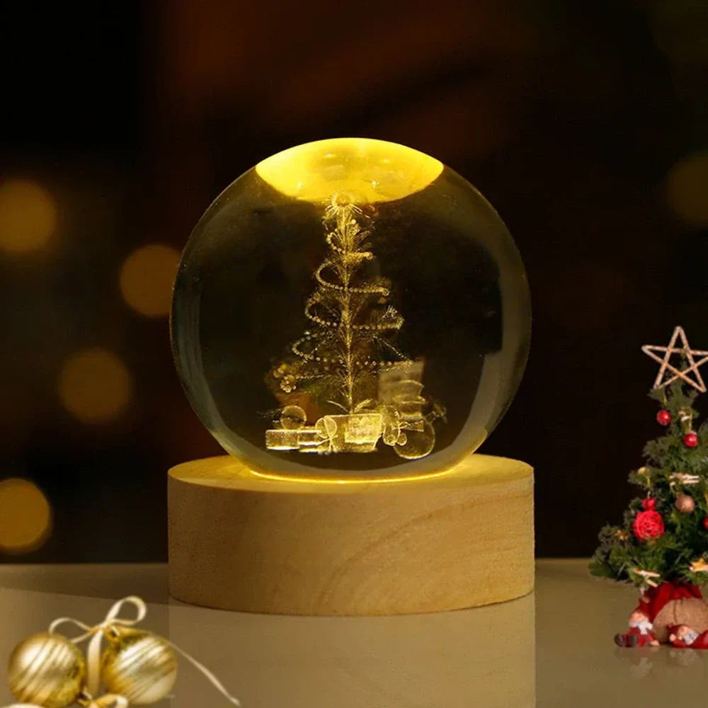 Cosmic Crystal Ball Night Light with LED Color Display | 25 Space Designs | USB Powered Galaxy Sphere Lamp for Bedroom, Living Room & Gift | Thomler