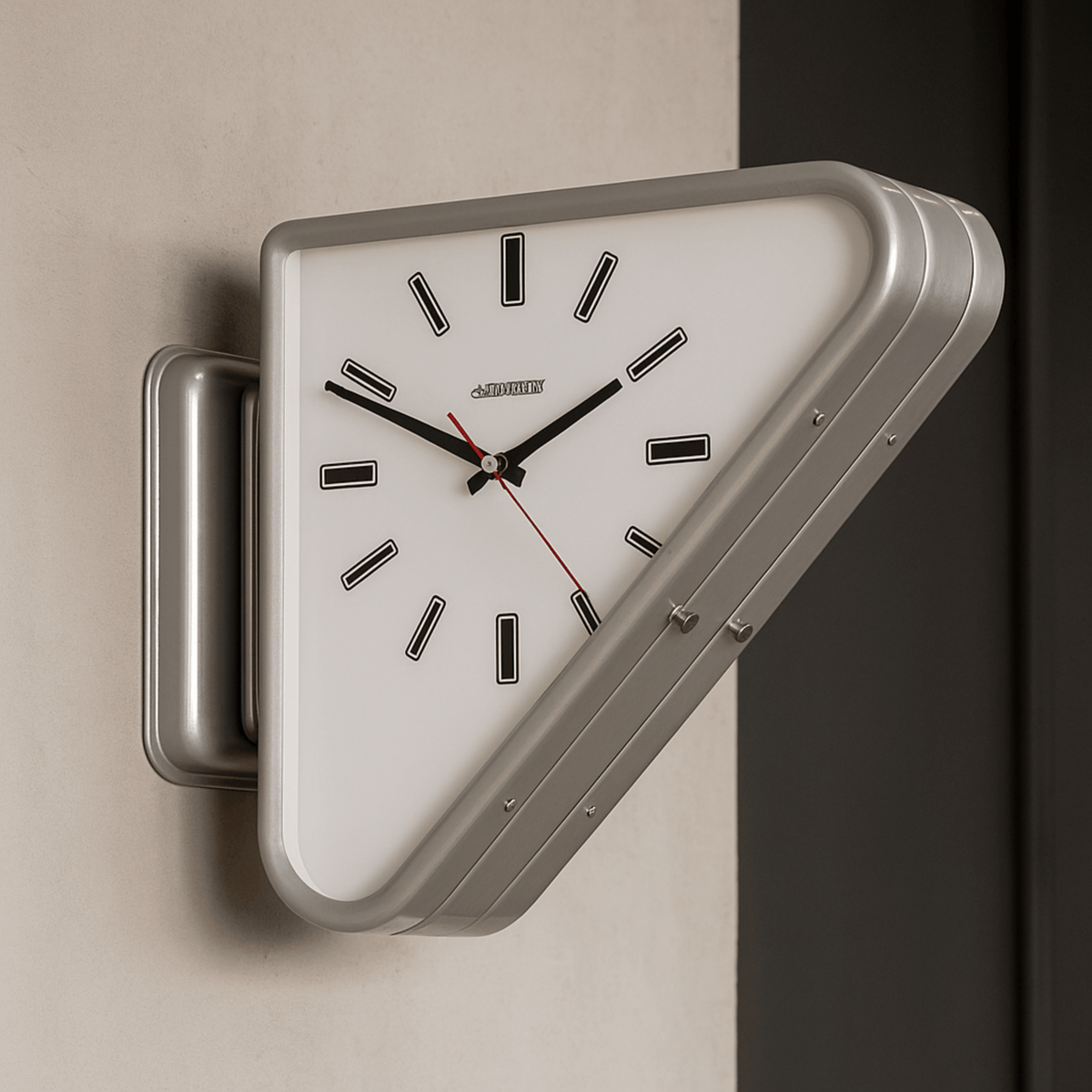 Modern Triangle Hanging Clock with Two-Sided Display – Silent Metal Design for Open-Plan Rooms | Thomler