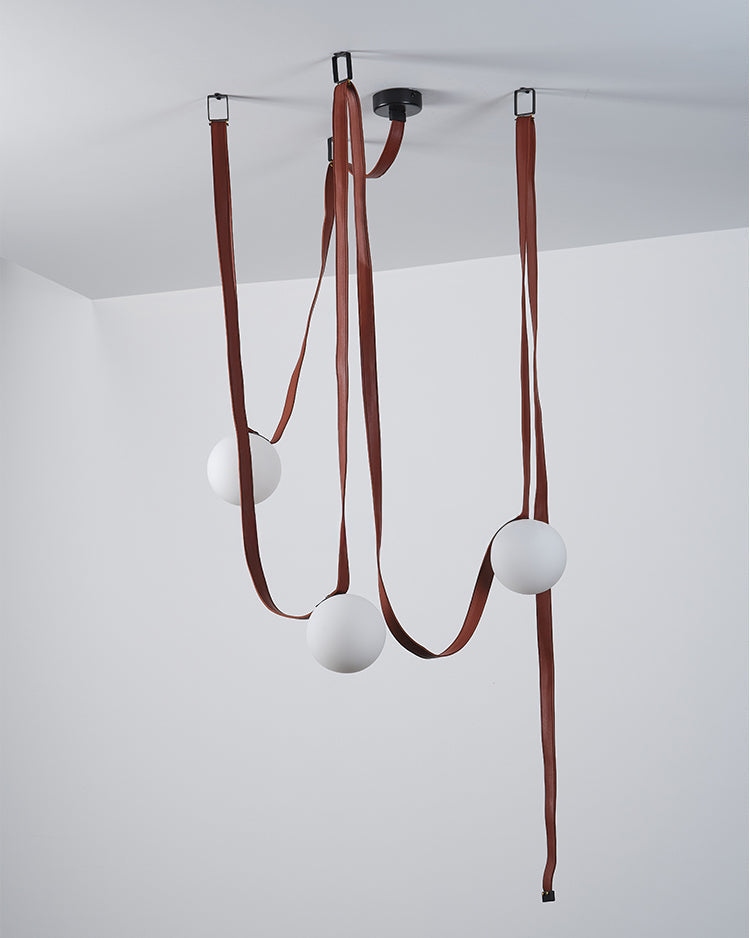 Pendant Light Leather Glass Globe 15.0 cm Adjustable Living Room Dining Room Hanging Ceiling Light For Sloped Ceilings | Thomler