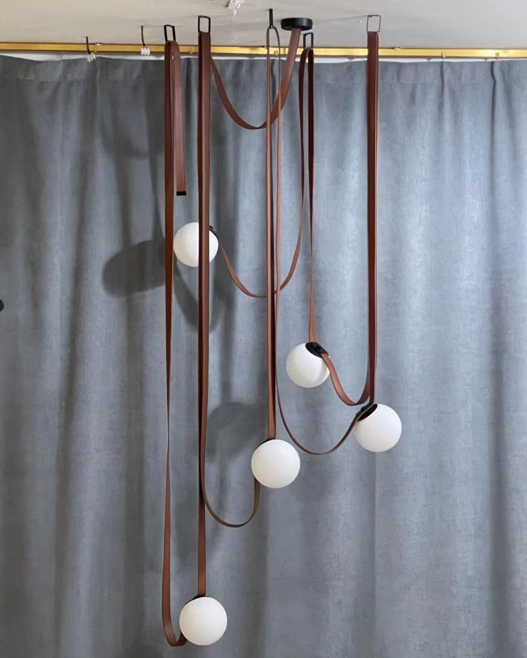 Pendant Light Leather Glass Globe 15.0 cm Adjustable Living Room Dining Room Hanging Ceiling Light For Sloped Ceilings | Thomler