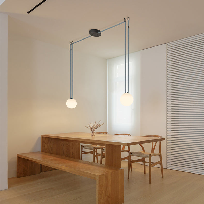 Pendant Light Leather Glass Globe 15.0 cm Adjustable Living Room Dining Room Hanging Ceiling Light For Sloped Ceilings | Thomler