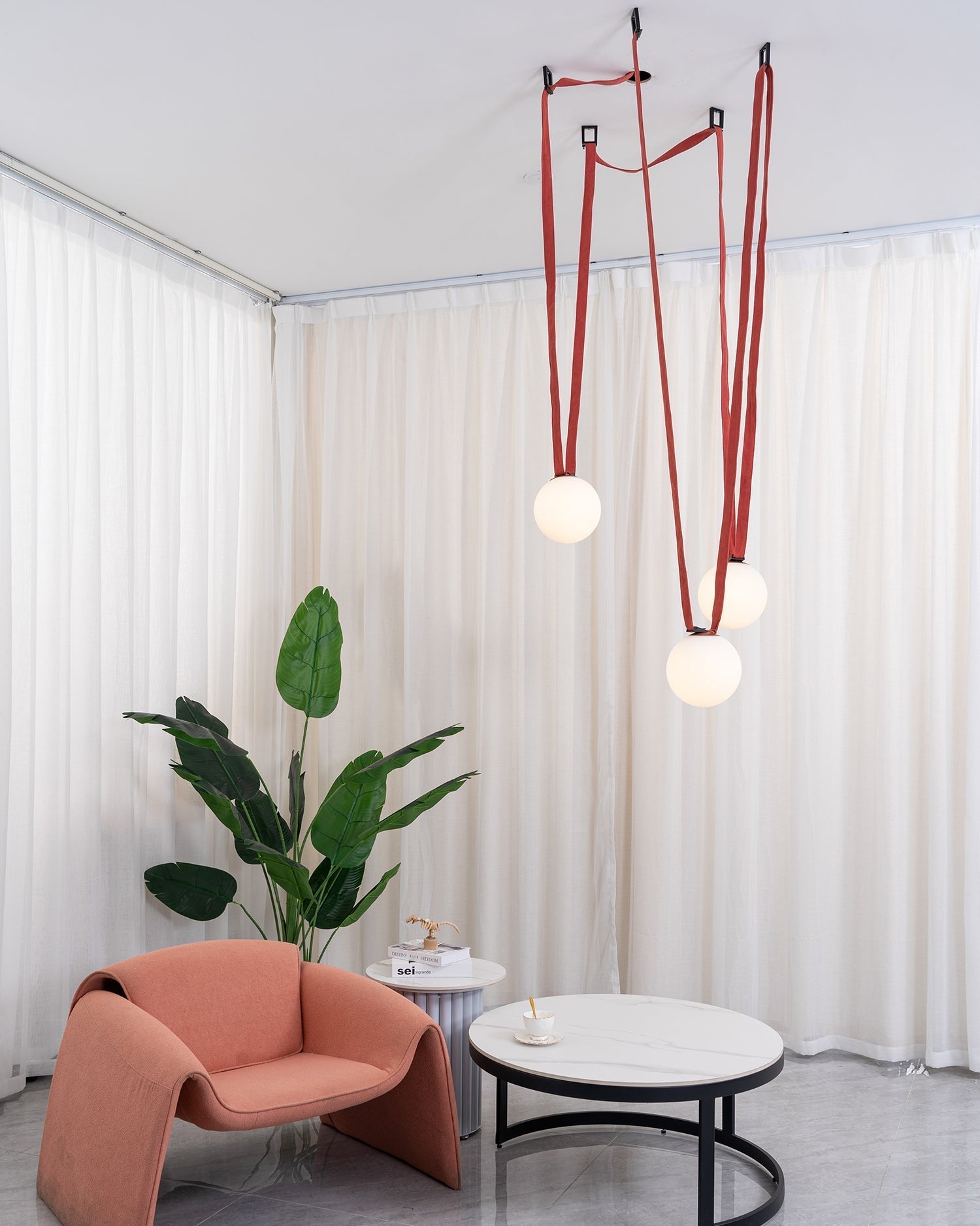 Pendant Light Leather Glass Globe 15.0 cm Adjustable Living Room Dining Room Hanging Ceiling Light For Sloped Ceilings | Thomler