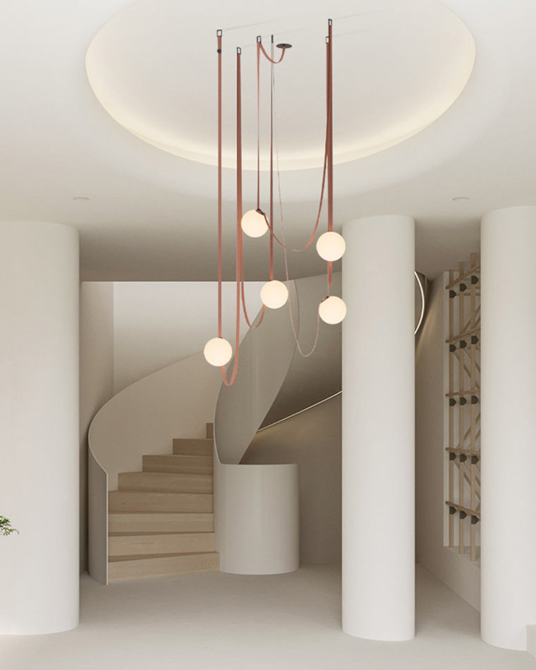 Pendant Light Leather 5.9 in Adjustable Living Room Dining Room Chandelier Modern Ceiling Fixture | Thomler
