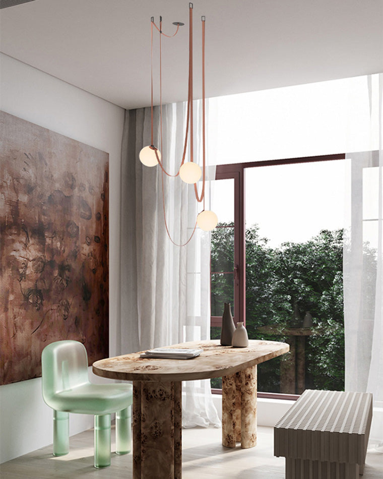 Pendant Light Leather Glass Globe 15.0 cm Adjustable Living Room Dining Room Hanging Ceiling Light For Sloped Ceilings | Thomler
