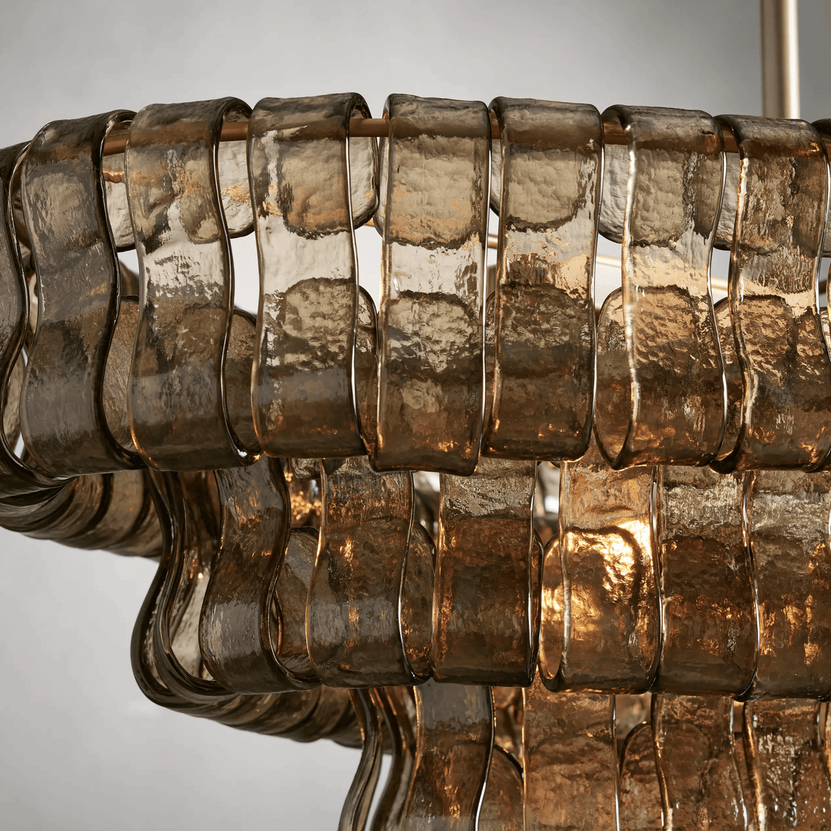 Smoky Gray Glass Linear Chandelier with Gold Hardware – Elongated Fixture for Dining Room & Kitchen Island | Thomler