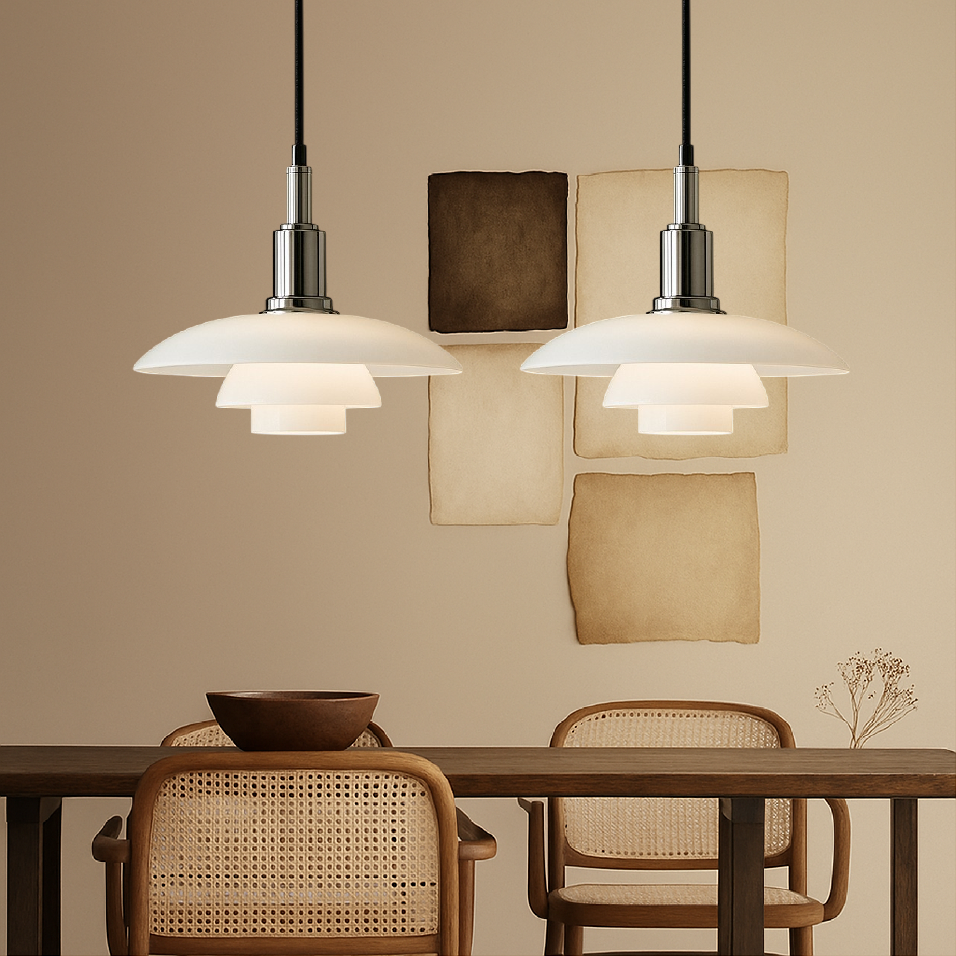 Pendant Light Glass Metal 28.0 cm Dome Gold Dining Room Kitchen Island Adjustable 2-3 Heads | Thomler