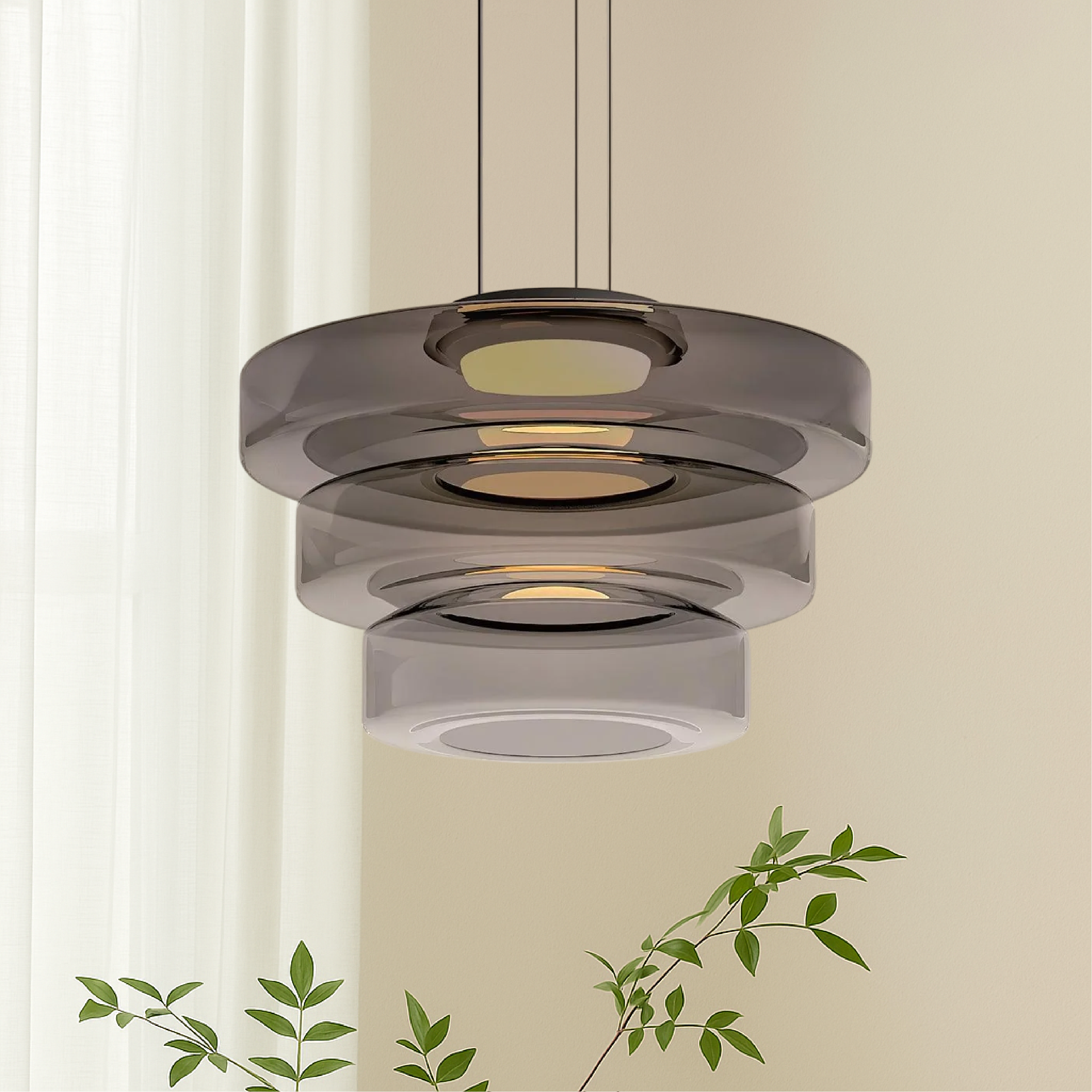 Pendant Light Hand Blown Glass 45.0 cm Green Dining Room Bauhaus Hanging Ceiling Lamp Scandinavian Minimalist | Thomler