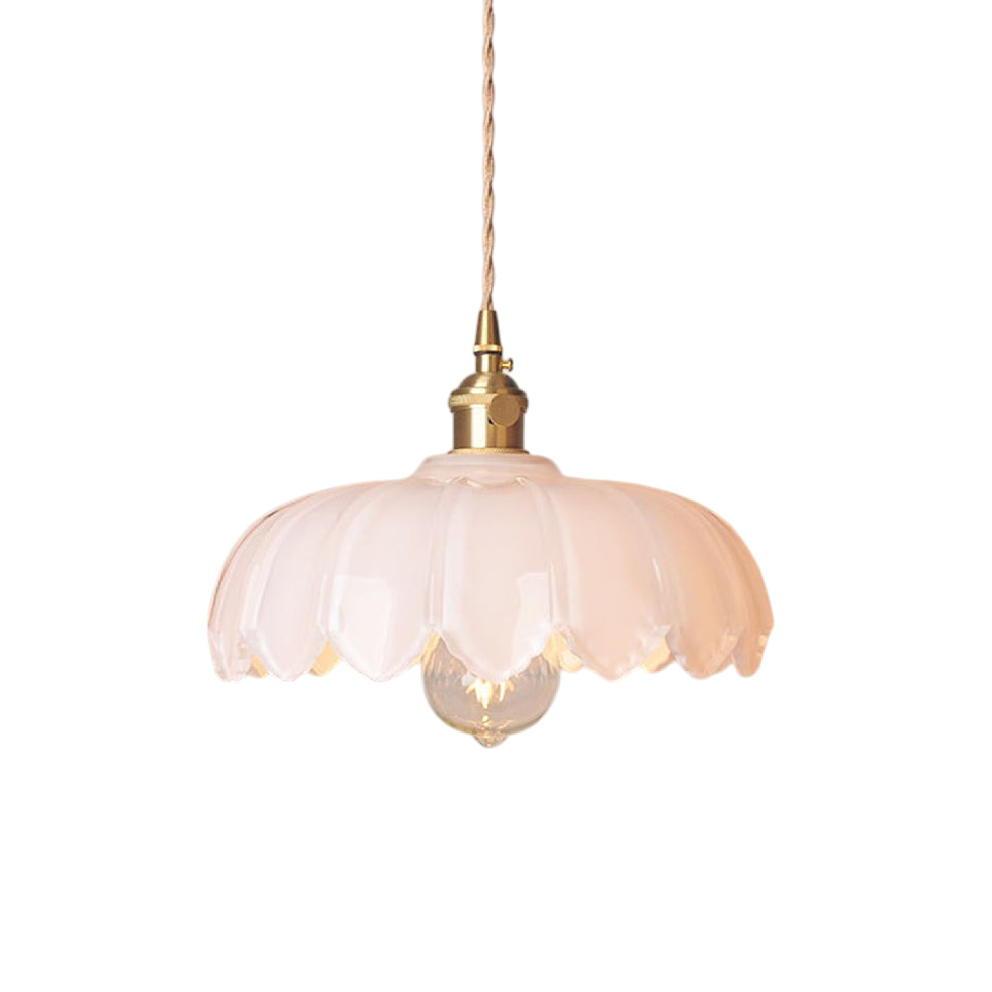 Pendant Light Glass Flower 20.0 cm Green Brass Dining Room Kitchen Island Hanging Ceiling Lamp | Thomler
