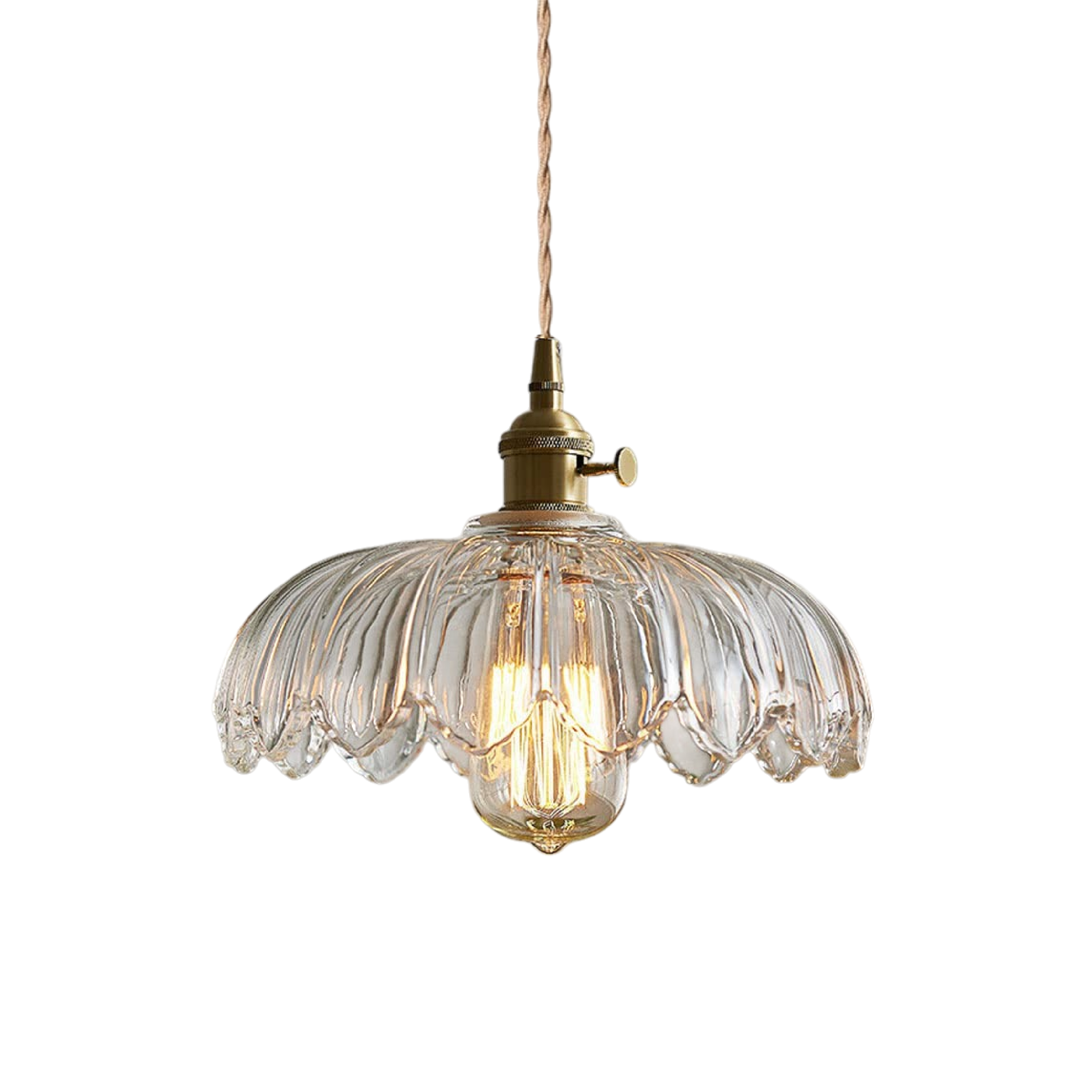 Pendant Light Glass Flower 20.0 cm Green Brass Dining Room Kitchen Island Ceiling Lamp | Thomler