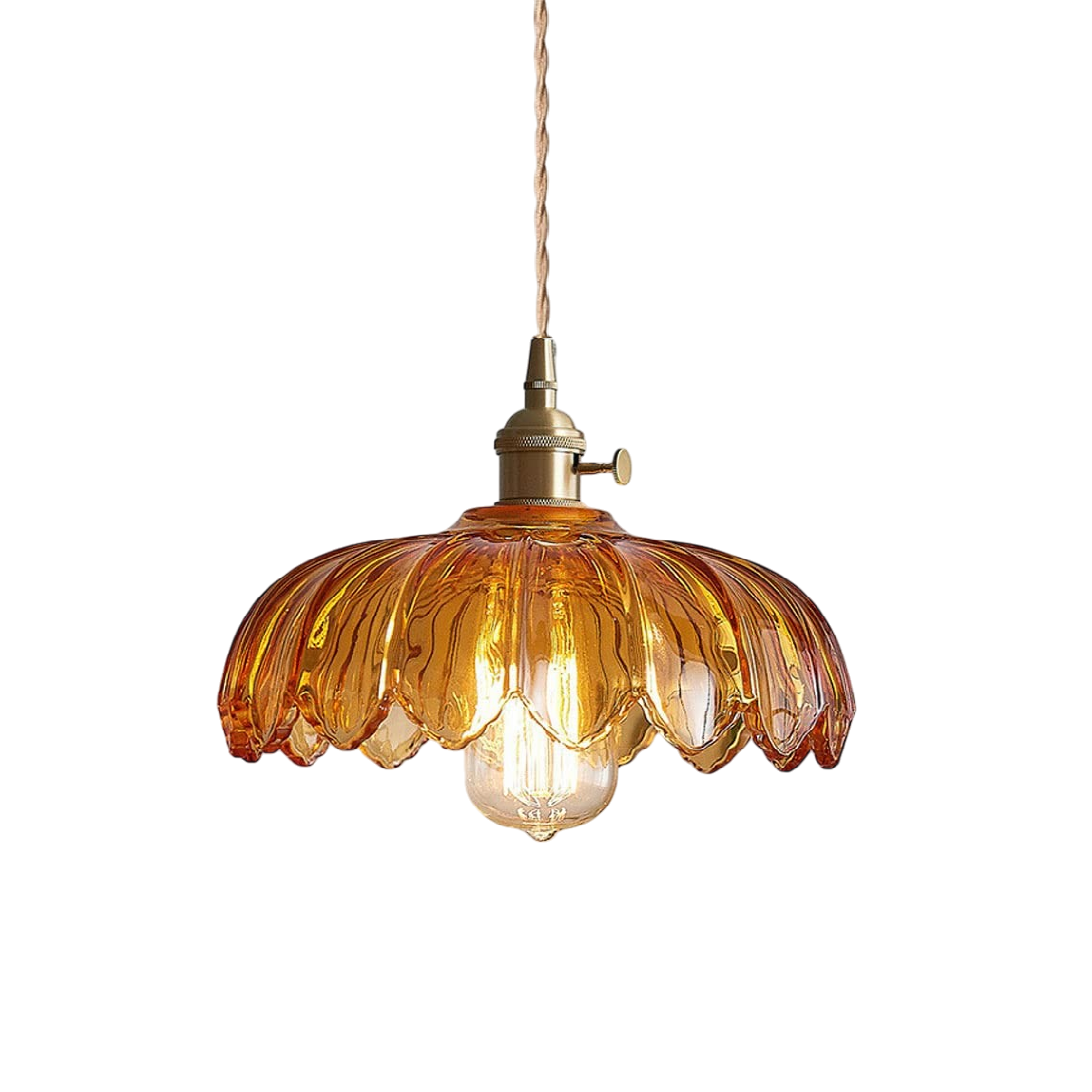 Pendant Light Glass Flower 20.0 cm Green Brass Dining Room Kitchen Island Ceiling Lamp | Thomler