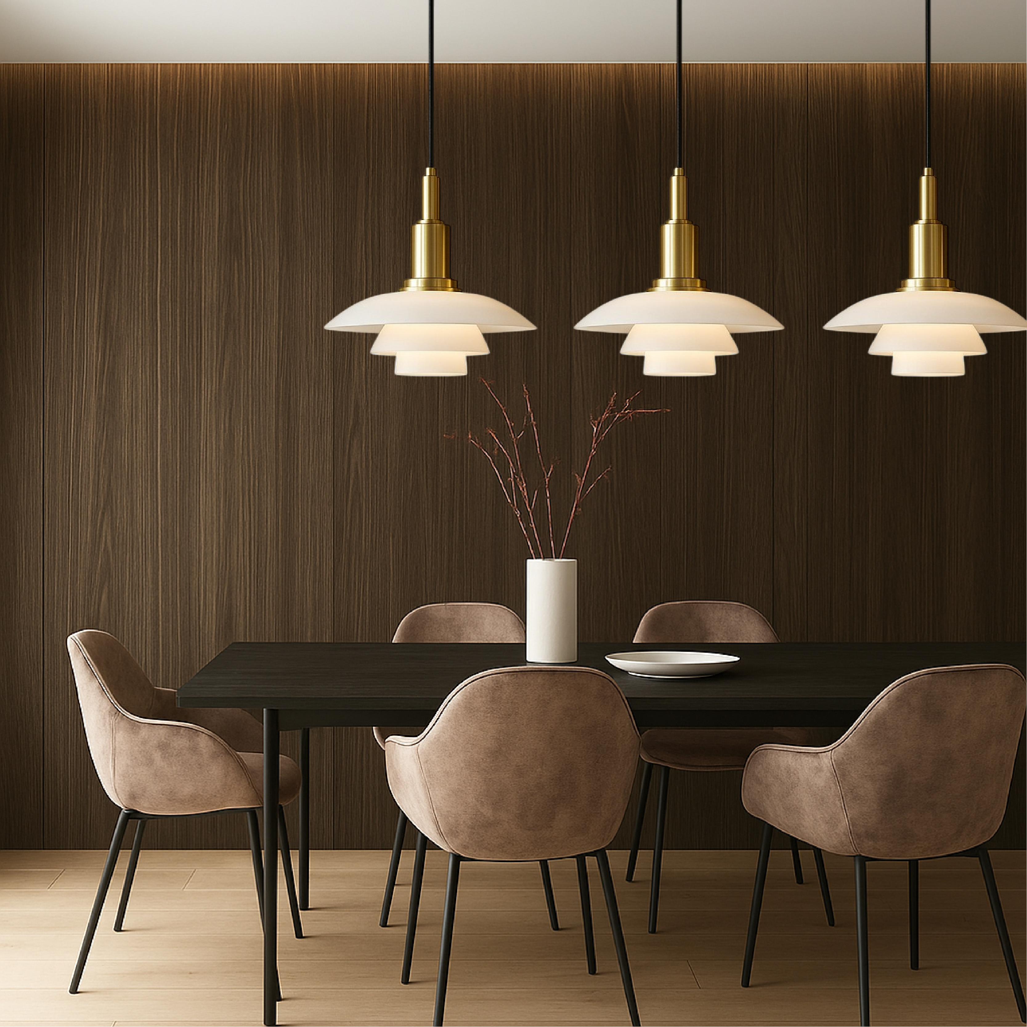 Pendant Light Glass Metal 28.0 cm Dome Gold Dining Room Kitchen Island Adjustable 2-3 Heads | Thomler