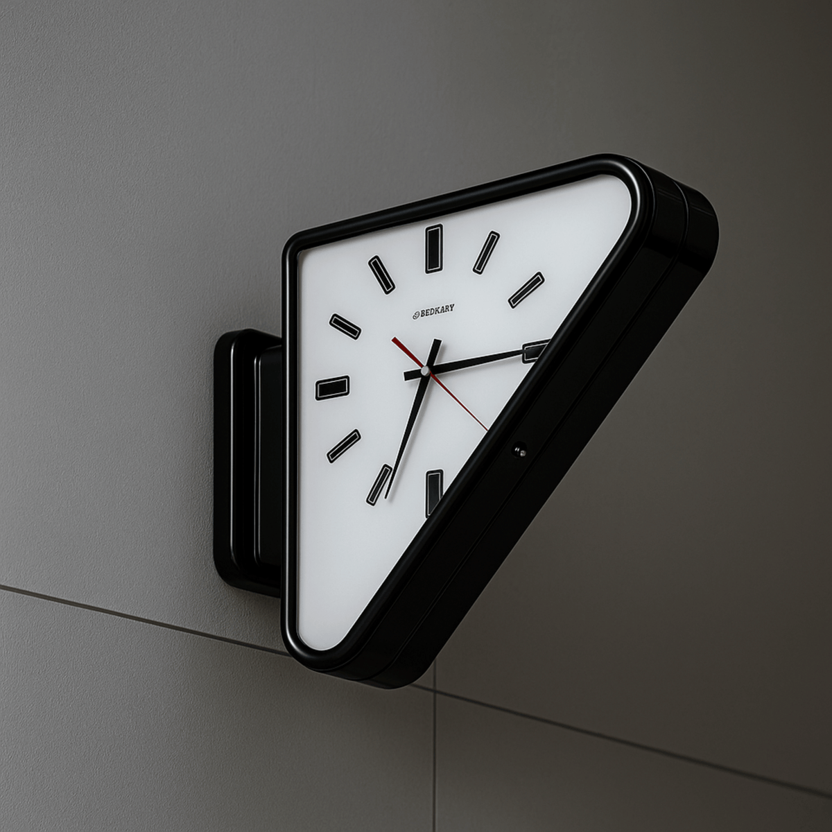 Modern Triangle Hanging Clock with Two-Sided Display – Silent Metal Design for Open-Plan Rooms | Thomler