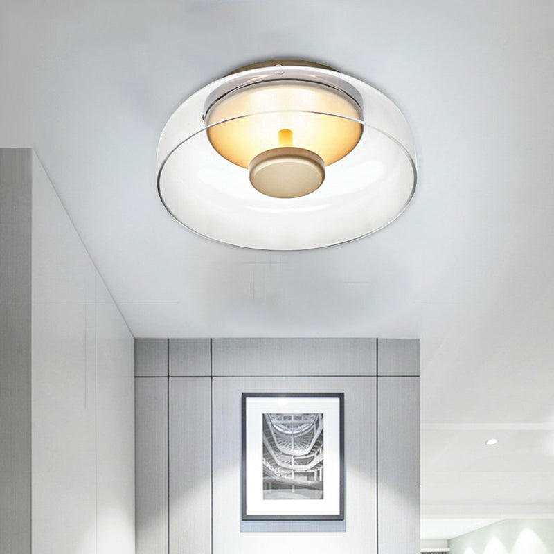 Glass Bowl Ceiling Light Fixture – 9-Inch Round Surface-Mount LED Dome for Hallways, Entryways & Bedrooms – Soft Ambient Lighting – Modern | Thomler