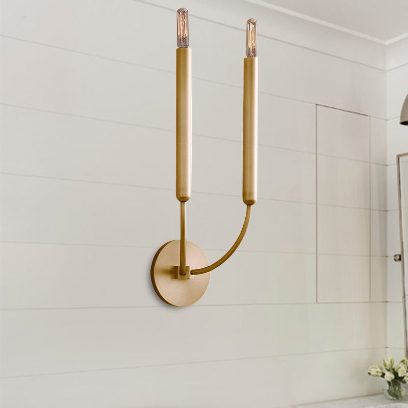 Industrial Tube Wall Sconce Metal Fixture with Exposed Bulb Design for Hallway, Dining Room & Bedroom | Single or Double Light | Thomler