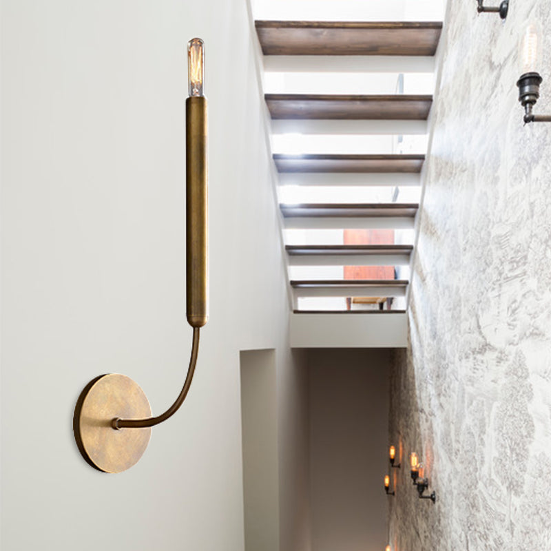 Industrial Tube Wall Sconce Metal Fixture with Exposed Bulb Design for Hallway, Dining Room & Bedroom | Single or Double Light | Thomler