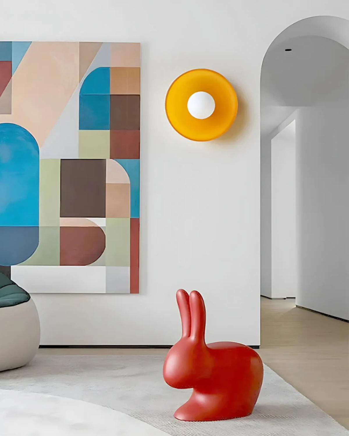 Moderne ronde plafondlamp van glas en ijzer – minimalistische designlamp voor woonkamer en slaapkamer met warme lichtkleur | Sansoti