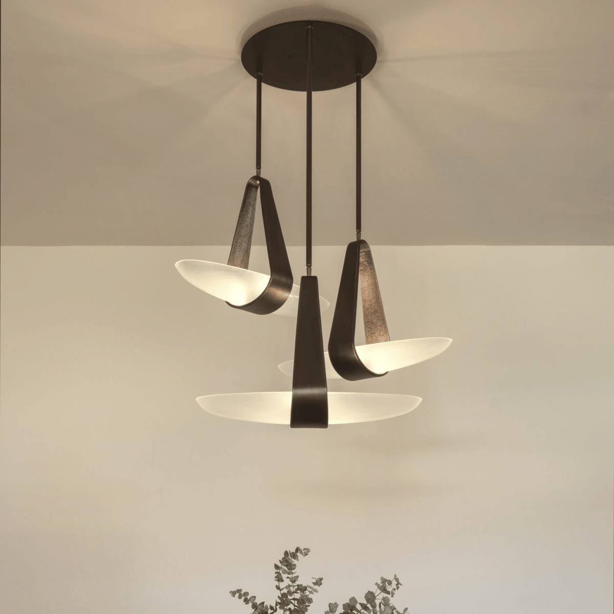 Frosted Glass Drop Pendant with Leather Strap for Bedrooms & Dining Areas | Thomler