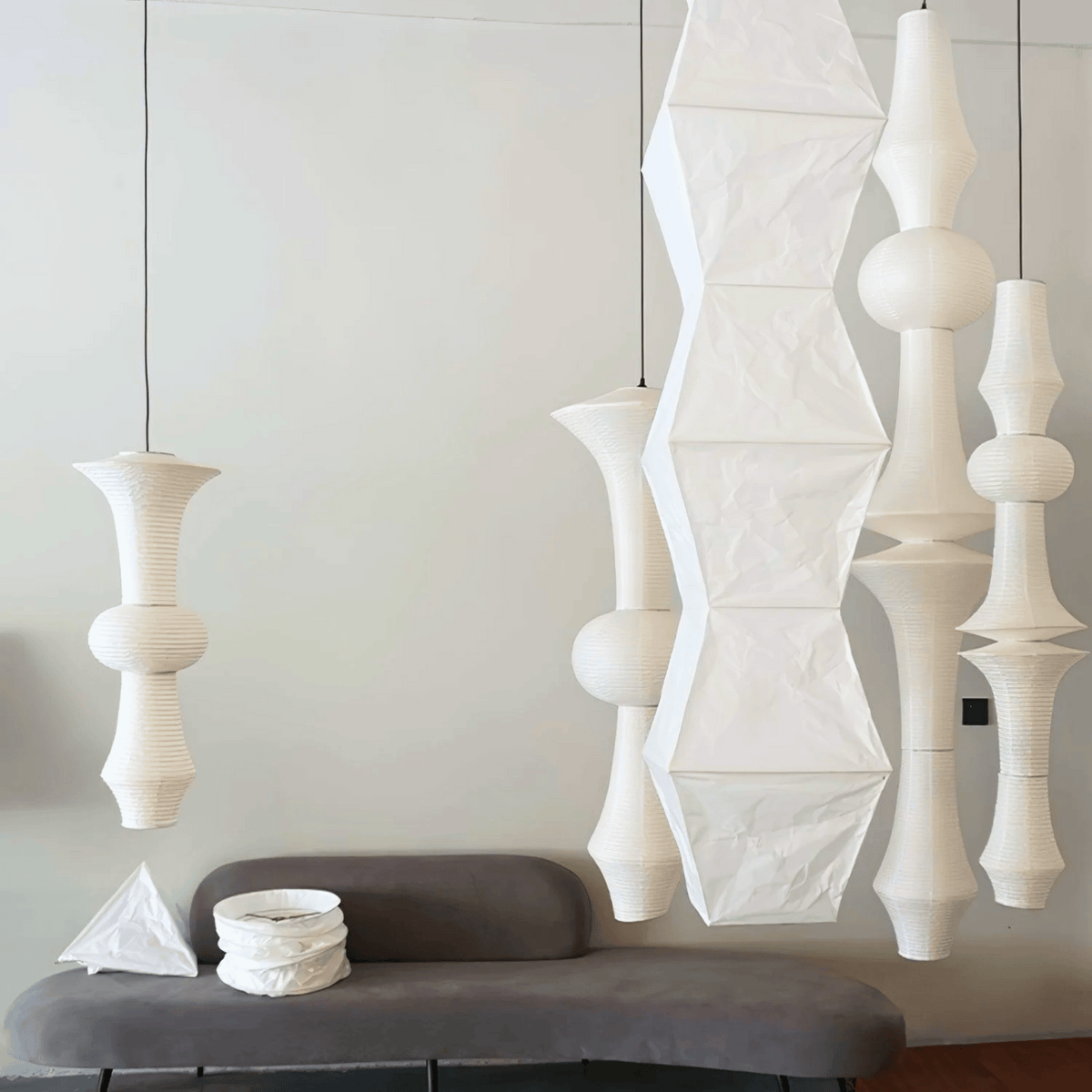 Japanese Paper Pendant Light – Sculptural Ceiling Fixture for Modern & Minimalist Interiors | Thomler