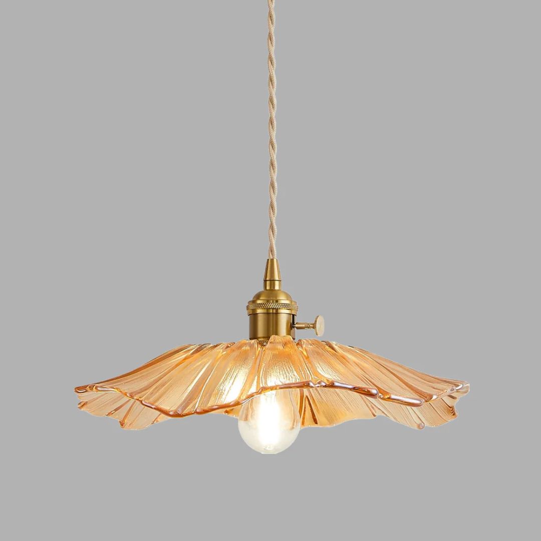 Pendant Light Ribbed Glass 28.0 cm Deep Red Dining Table Hanging Ceiling Lamp Vintage Hallway Lighting E27 | Thomler