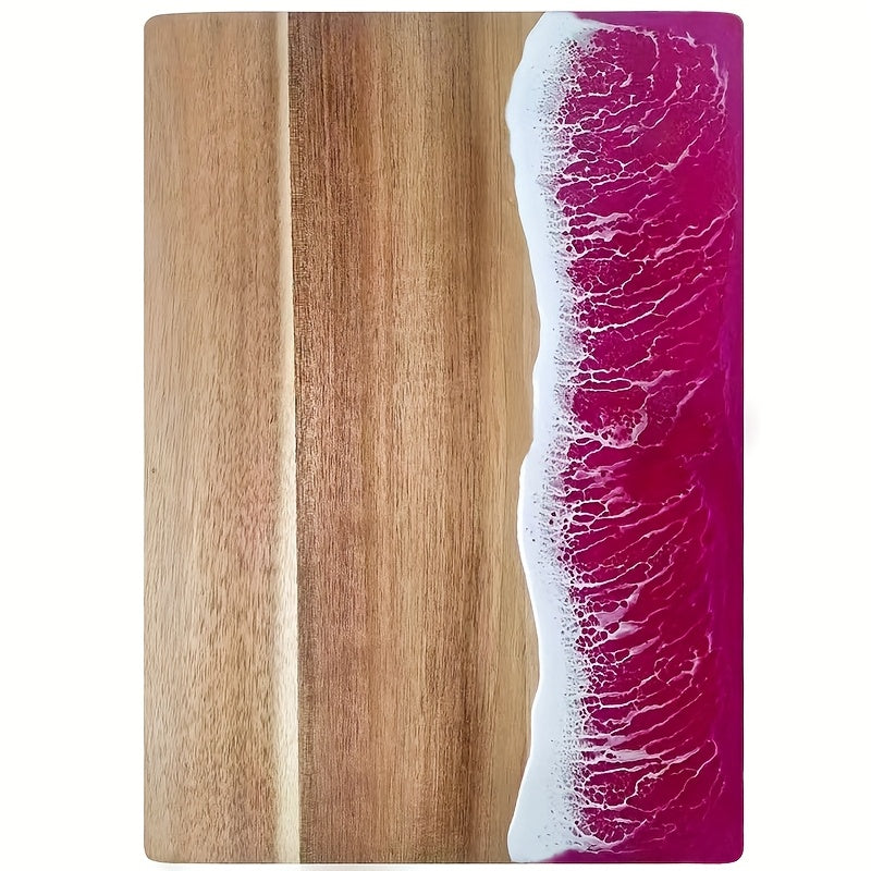 Acacia Wood Serving Board with Resin Wave Inlay 18x9 Inch Coastal Charcuterie Tray for Cheese Fruit Bread Kitchen Decor | Thomler
