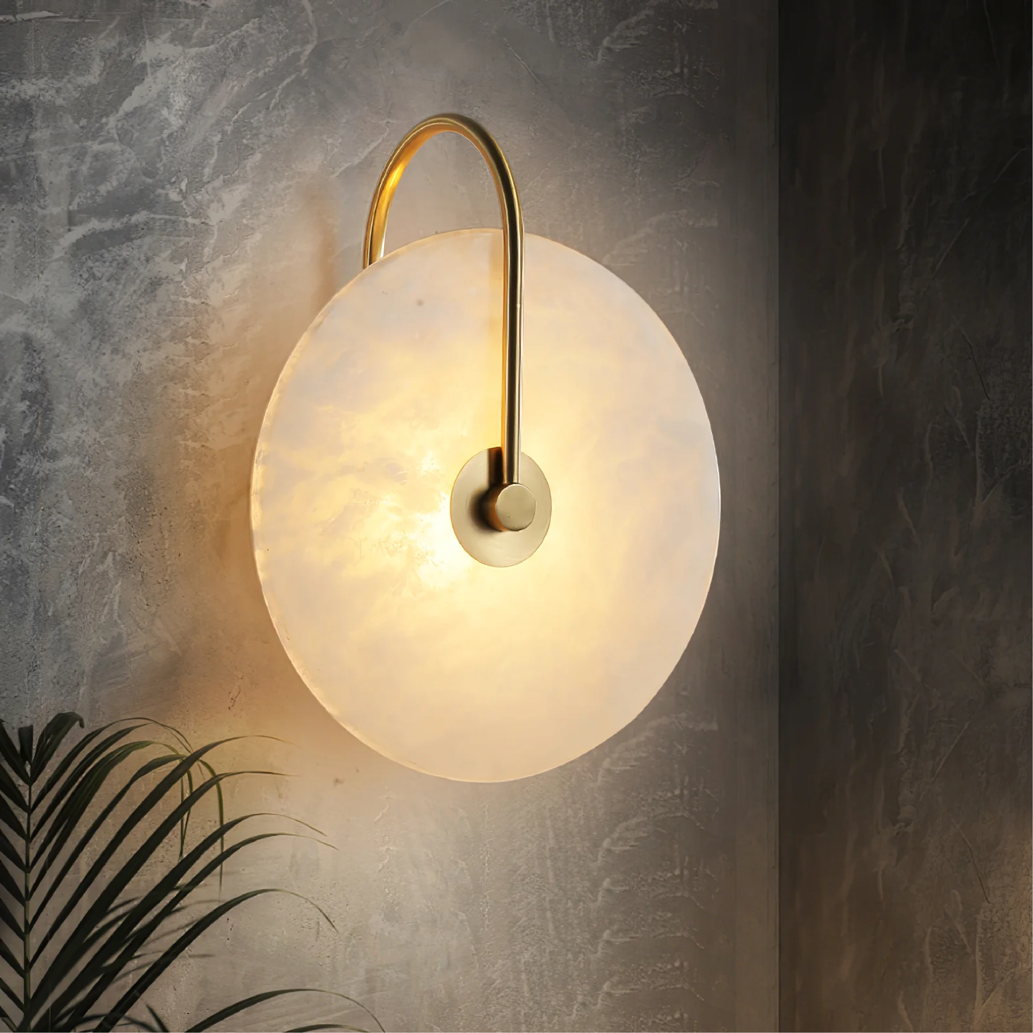 Wall Lamp Alabaster Disc 30.0 cm Gold Living Room Bedroom LED Sconce Luxury Ambient Wall Lighting | Thomler
