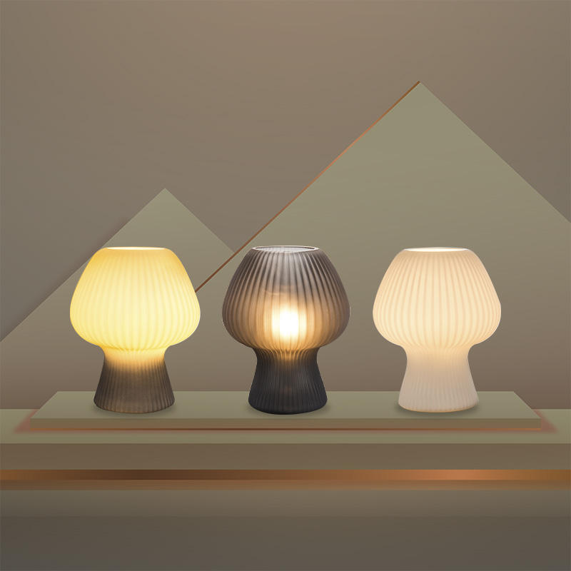 Textured Glass Dome Table Lamp – Retro Mushroom Design, Dimmable LED Accent Light for Nightstand, Desk, Living Room | Thomler