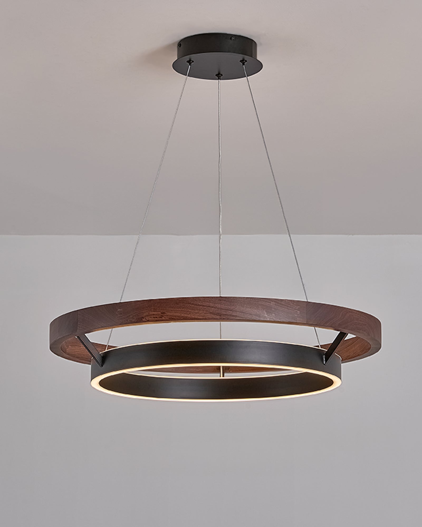 Pendant Light Wood Ring 60.0 cm (23.6") LED Dining Room Adjustable Hanging Ceiling Chandelier Modern Farmhouse Kitchen Island | Thomler