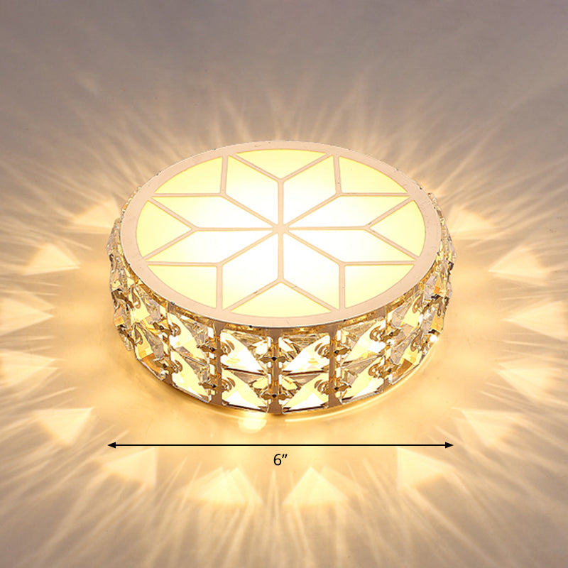 Round Crystal Flush Mount LED Ceiling Light 6" 8" Champagne Gold Modern Entryway Hallway Lighting Fixture Close to Ceiling Surface Mount | Thomler