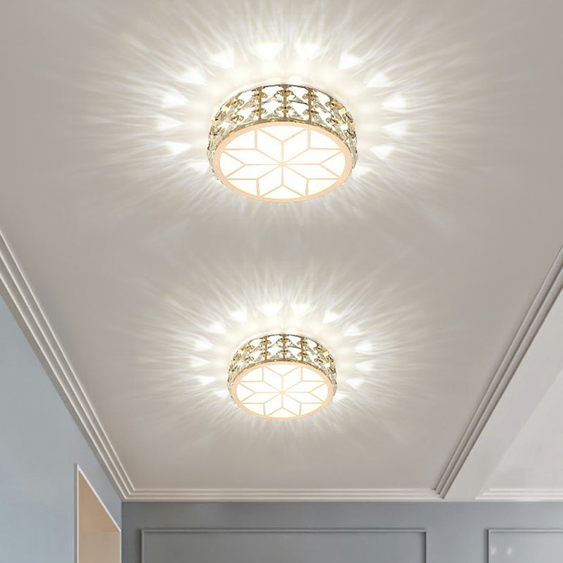 Round Crystal Flush Mount LED Ceiling Light 6" 8" Champagne Gold Modern Entryway Hallway Lighting Fixture Close to Ceiling Surface Mount | Thomler