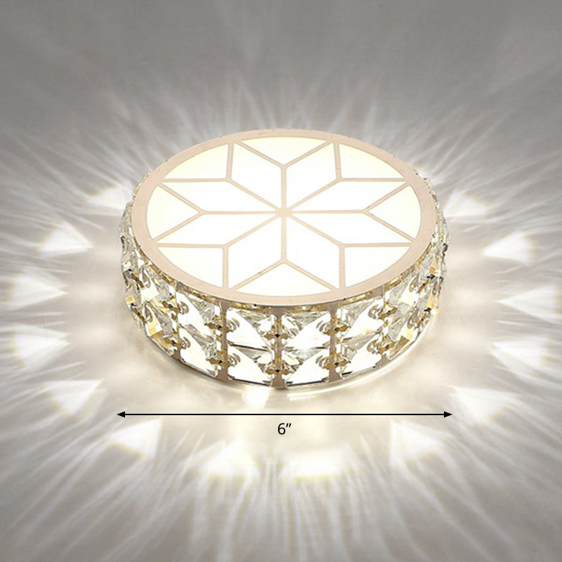Round Crystal Flush Mount LED Ceiling Light 6" 8" Champagne Gold Modern Entryway Hallway Lighting Fixture Close to Ceiling Surface Mount | Thomler