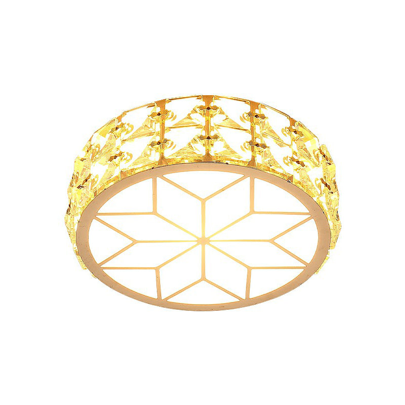 Round Crystal Flush Mount LED Ceiling Light 6" 8" Champagne Gold Modern Entryway Hallway Lighting Fixture Close to Ceiling Surface Mount | Thomler