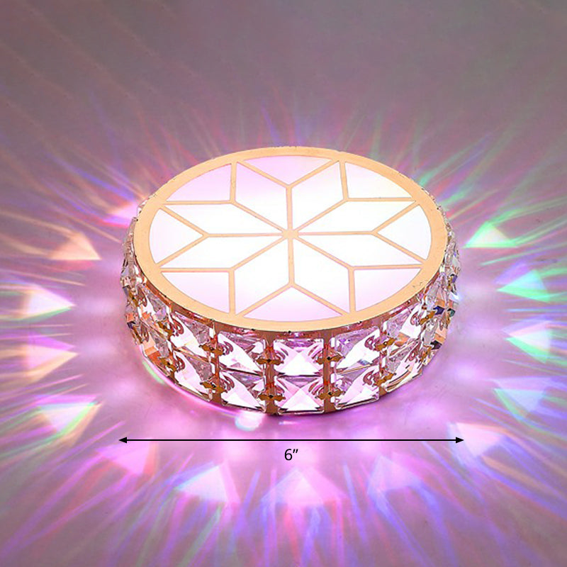 Round Crystal Flush Mount LED Ceiling Light 6" 8" Champagne Gold Modern Entryway Hallway Lighting Fixture Close to Ceiling Surface Mount | Thomler
