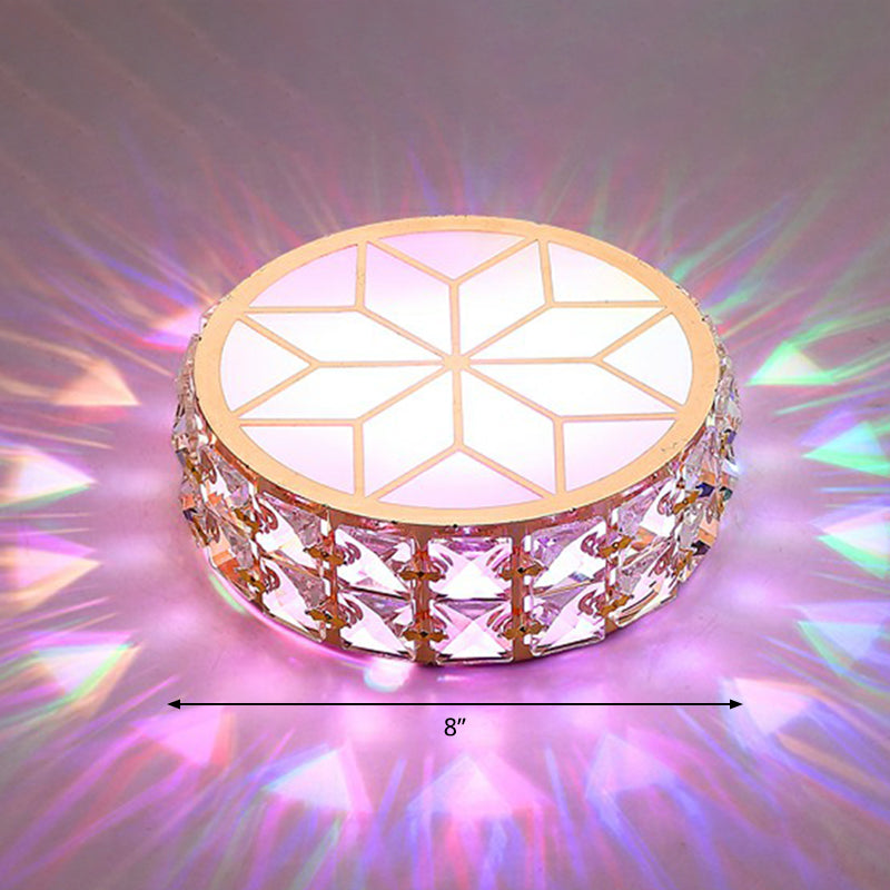 Round Crystal Flush Mount LED Ceiling Light 6" 8" Champagne Gold Modern Entryway Hallway Lighting Fixture Close to Ceiling Surface Mount | Thomler