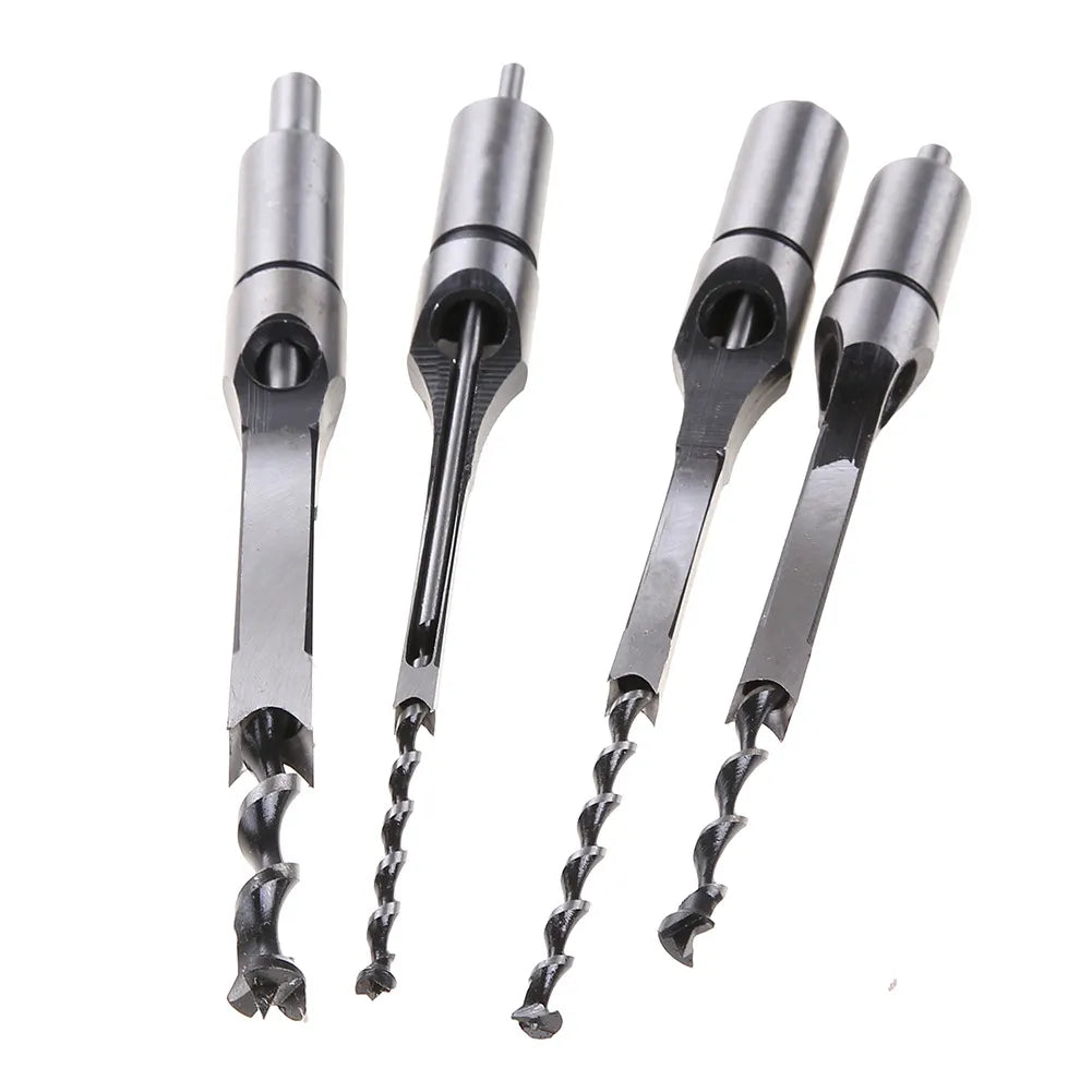 Mortising Drill Bit Set 4-Piece Square Hole Cutter Kit 1/4 to 1/2 Inch Sizes for Woodworking DIY Carpentry Projects Joinery Furniture Making | Thomler