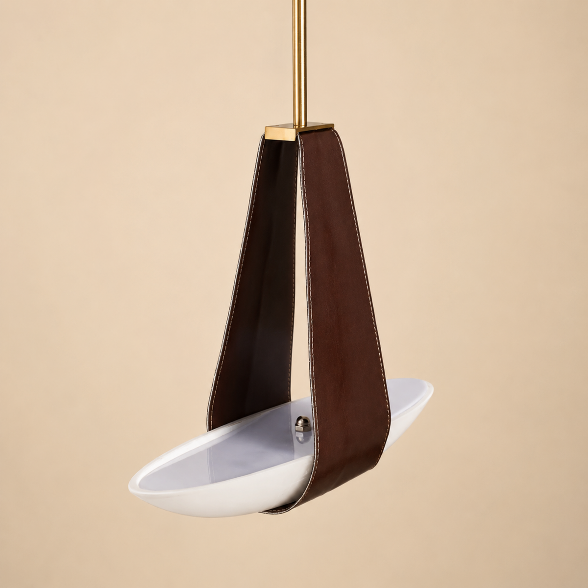 Frosted Glass Drop Pendant with Leather Strap for Bedrooms & Dining Areas | Thomler