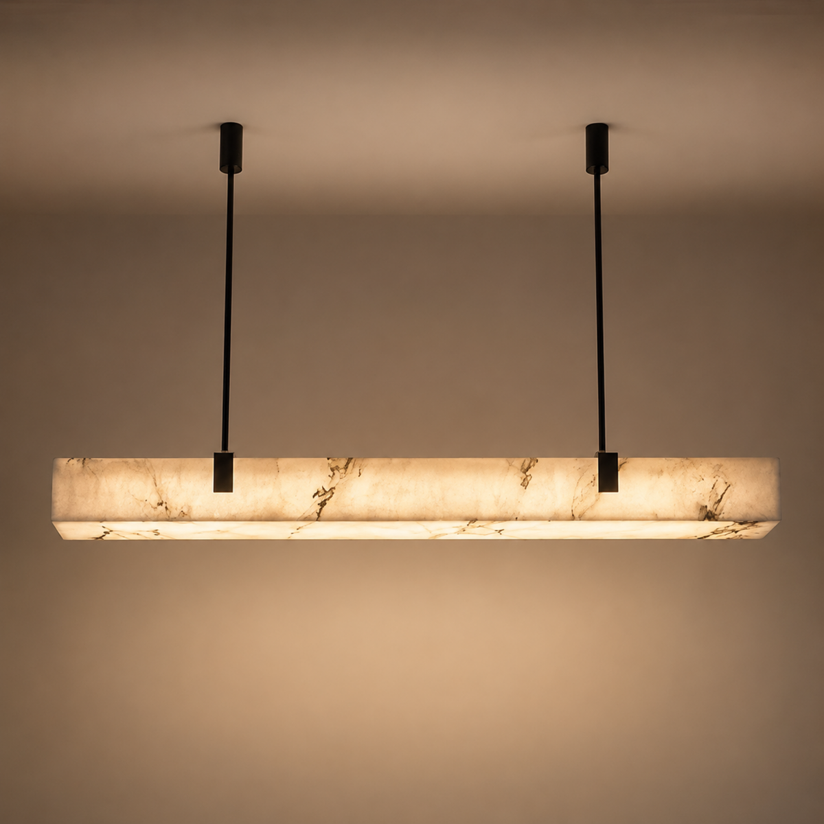 Elongated Marble-Effect LED Hanging Fixture for Dining & Kitchen Islands – Dimmable Warm Glow | Thomler