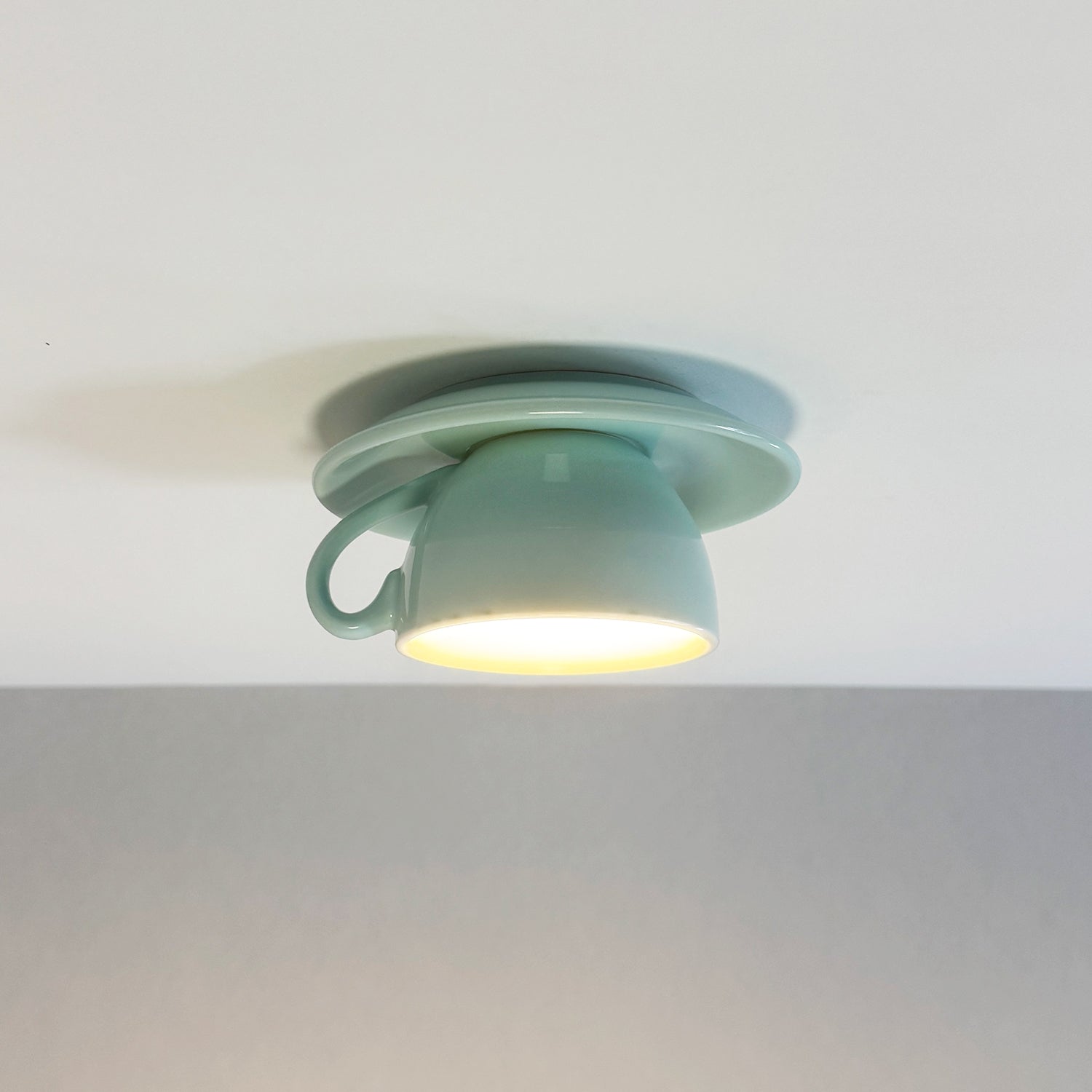 Ceiling Light Ceramic Coffee Cup Shape Indoor Bedroom Living Room Decorative Flush Mount LED Fixture | Thomler