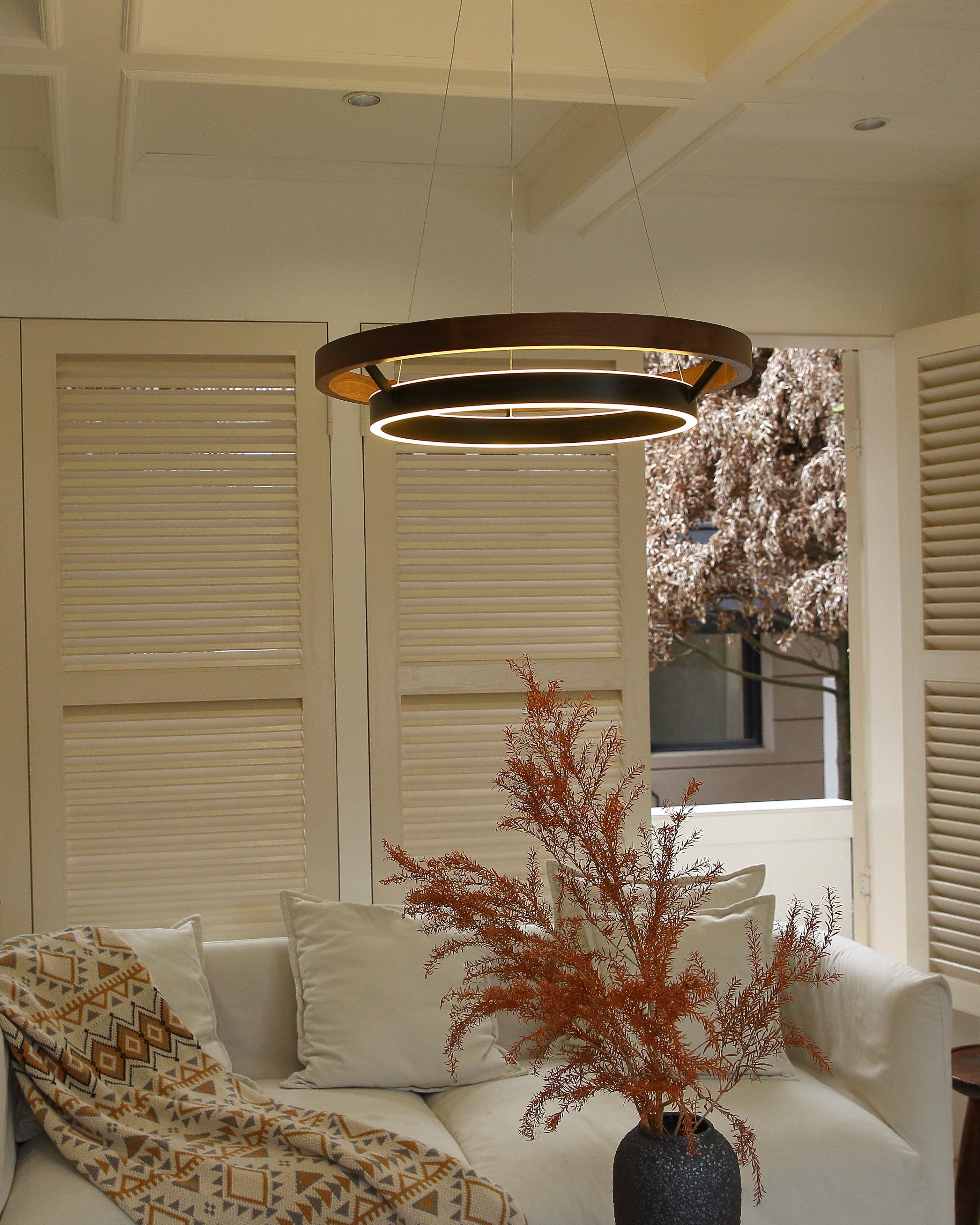 Pendant Light Wood Ring 60.0 cm (23.6") LED Dining Room Adjustable Hanging Ceiling Chandelier Modern Farmhouse Kitchen Island | Thomler