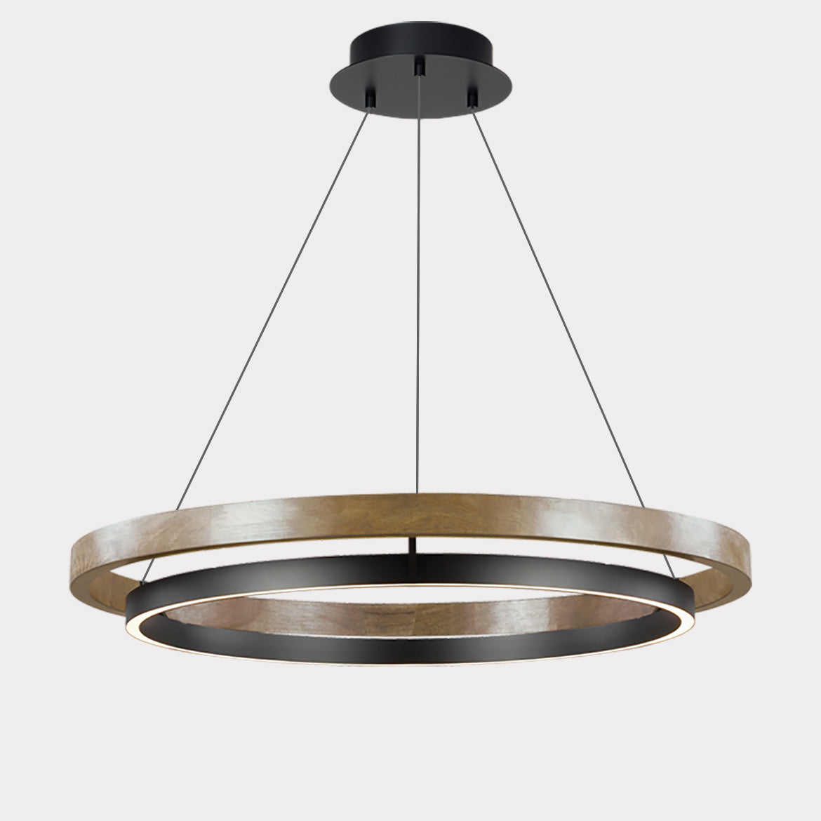 Pendant Light Wood Ring 60.0 cm (23.6") LED Dining Room Adjustable Hanging Ceiling Chandelier Modern Farmhouse Kitchen Island | Thomler