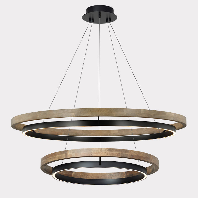 Pendant Light Wood Ring 60.0 cm (23.6") LED Dining Room Adjustable Hanging Ceiling Chandelier Modern Farmhouse Kitchen Island | Thomler