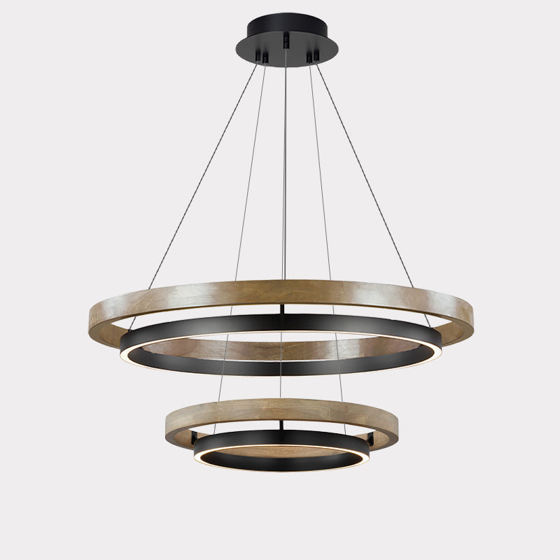 Pendant Light Wood Ring 60.0 cm (23.6") LED Dining Room Adjustable Hanging Ceiling Chandelier Modern Farmhouse Kitchen Island | Thomler