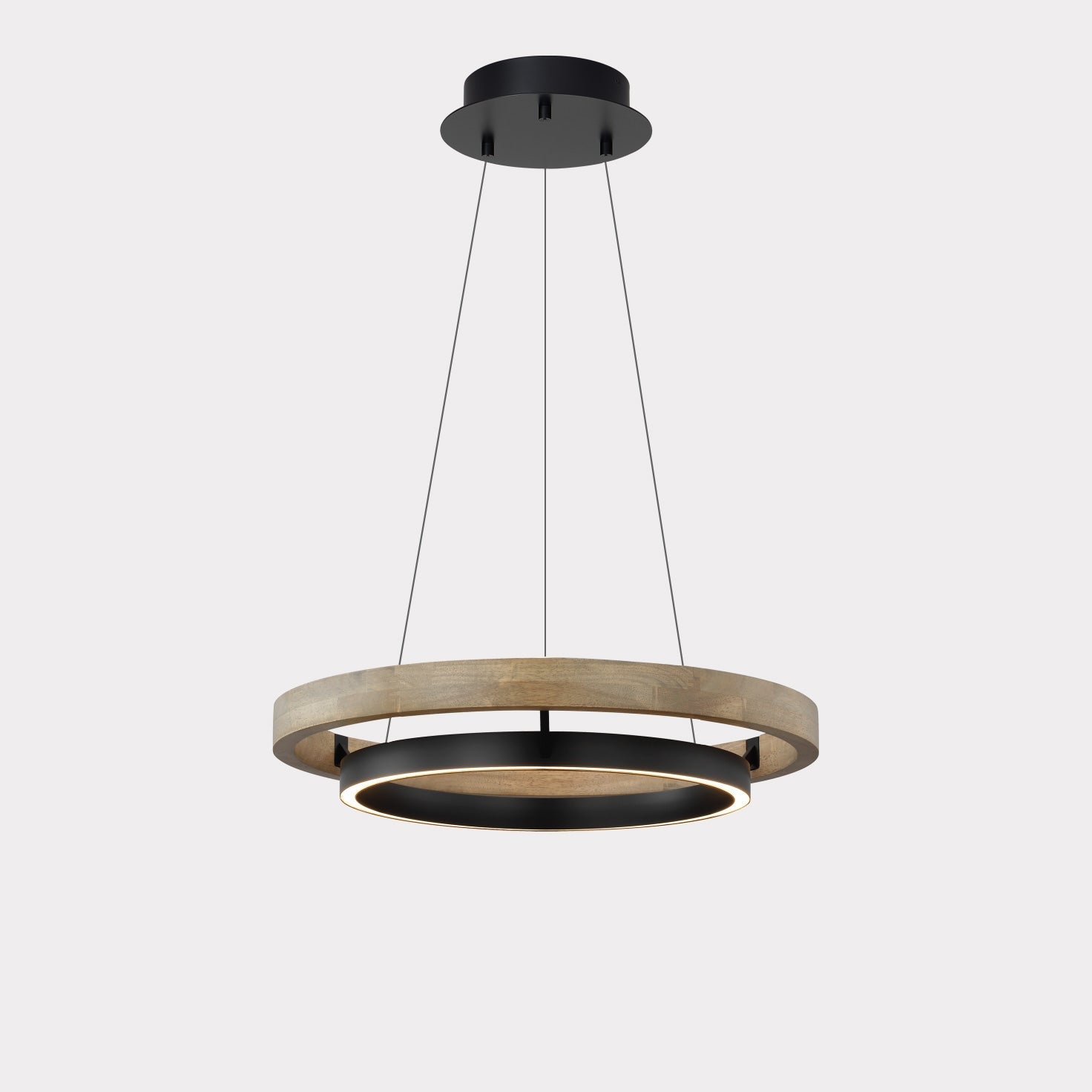 Pendant Light Wood Ring 60.0 cm (23.6") LED Dining Room Adjustable Hanging Ceiling Chandelier Modern Farmhouse Kitchen Island | Thomler