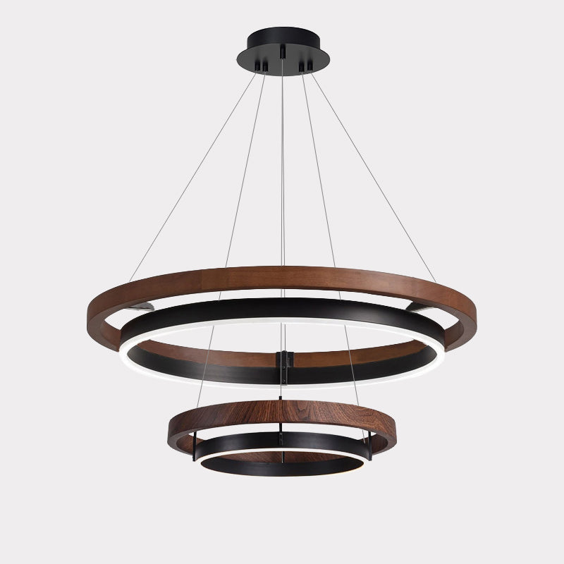 Pendant Light Wood Ring 60.0 cm (23.6") LED Dining Room Adjustable Hanging Ceiling Chandelier Modern Farmhouse Kitchen Island | Thomler