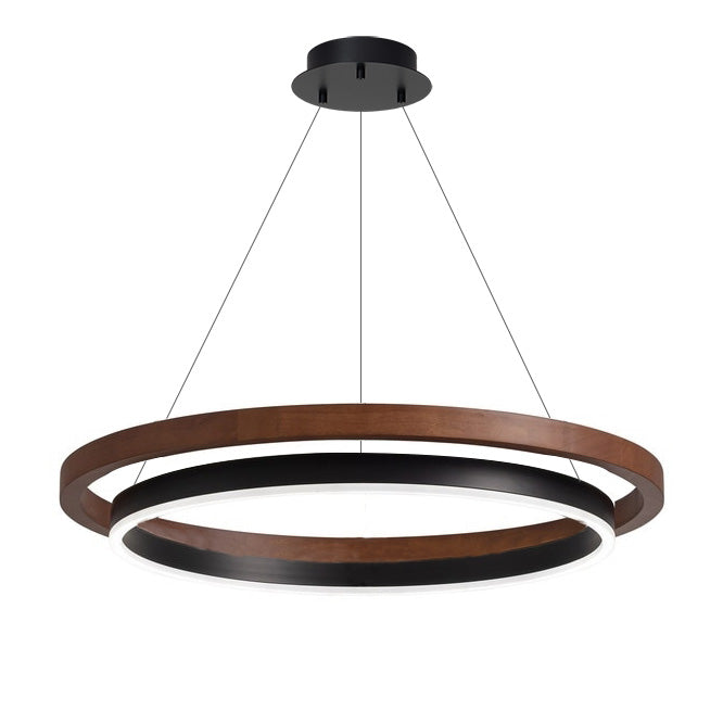 Pendant Light Wood Ring 60.0 cm (23.6") LED Dining Room Adjustable Hanging Ceiling Chandelier Modern Farmhouse Kitchen Island | Thomler