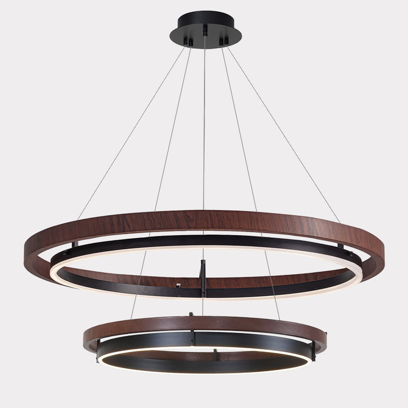 Pendant Light Wood Ring 60.0 cm (23.6") LED Dining Room Adjustable Hanging Ceiling Chandelier Modern Farmhouse Kitchen Island | Thomler