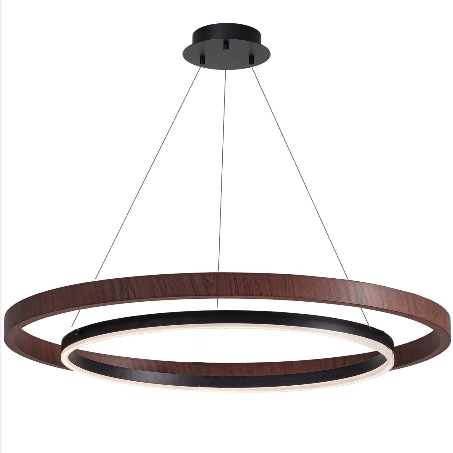 Pendant Light Wood Ring 60.0 cm (23.6") LED Dining Room Adjustable Hanging Ceiling Chandelier Modern Farmhouse Kitchen Island | Thomler